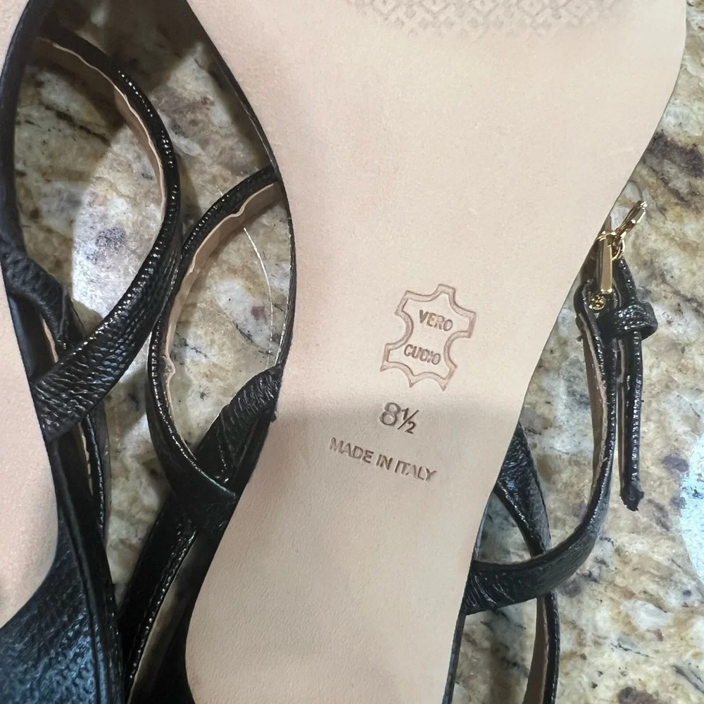 Tory Burch Penelope 65MM Elegant Black Slingback Sandals Heels 8.5